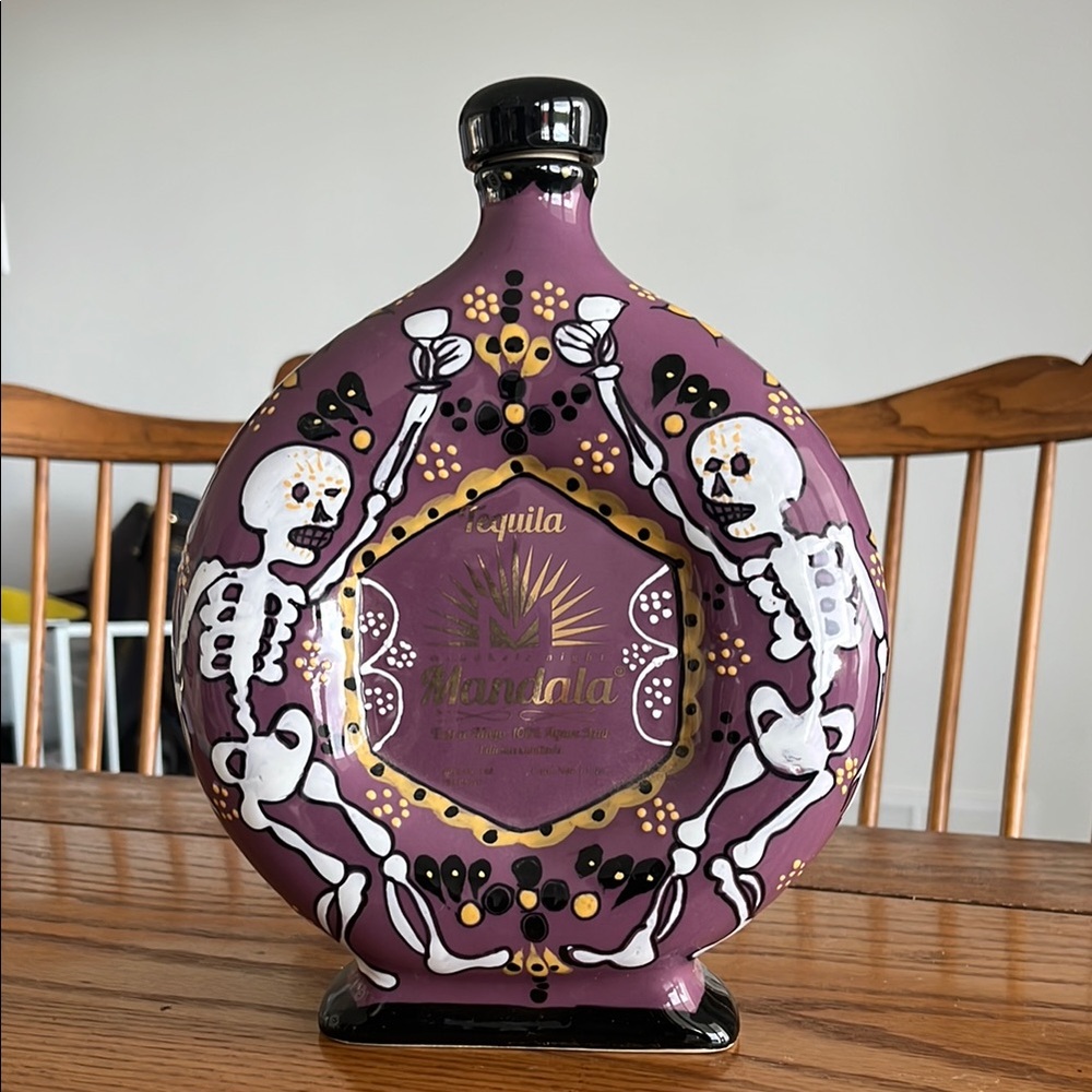 Mandala Tequila Purple Ceramic Bottle Empty